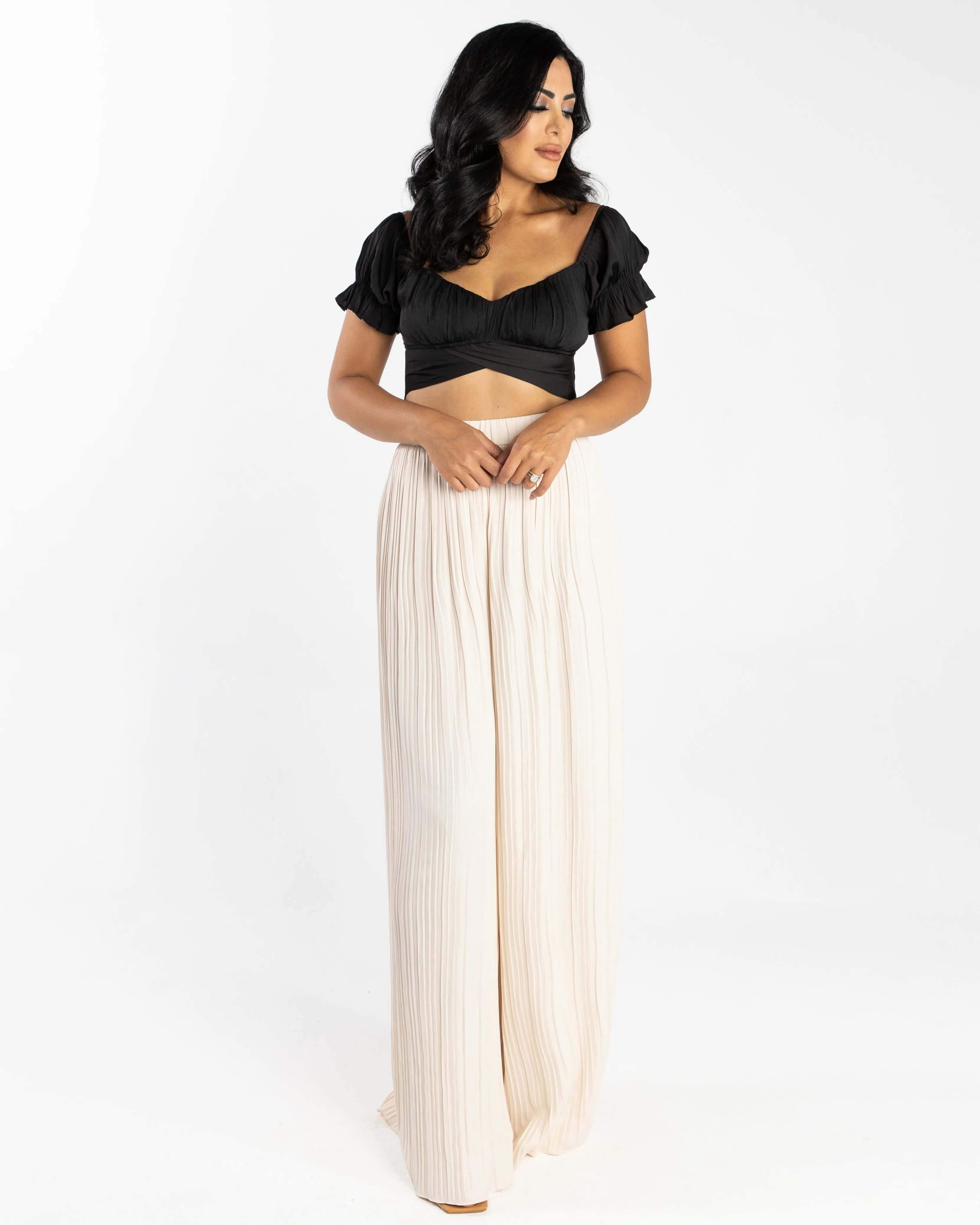 Ana Ruched Back Tie Crop Top