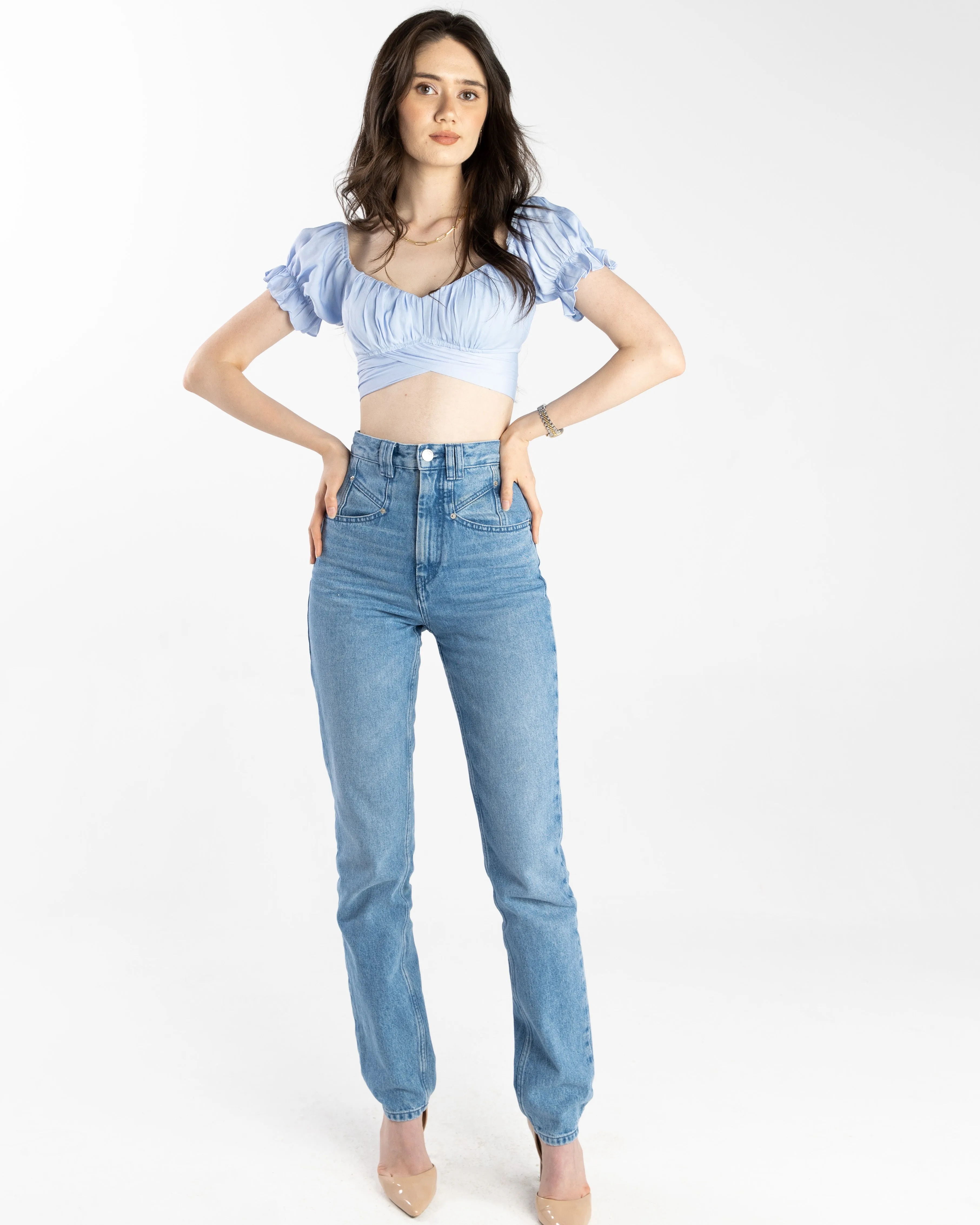 Ana Ruched Back Tie Crop Top