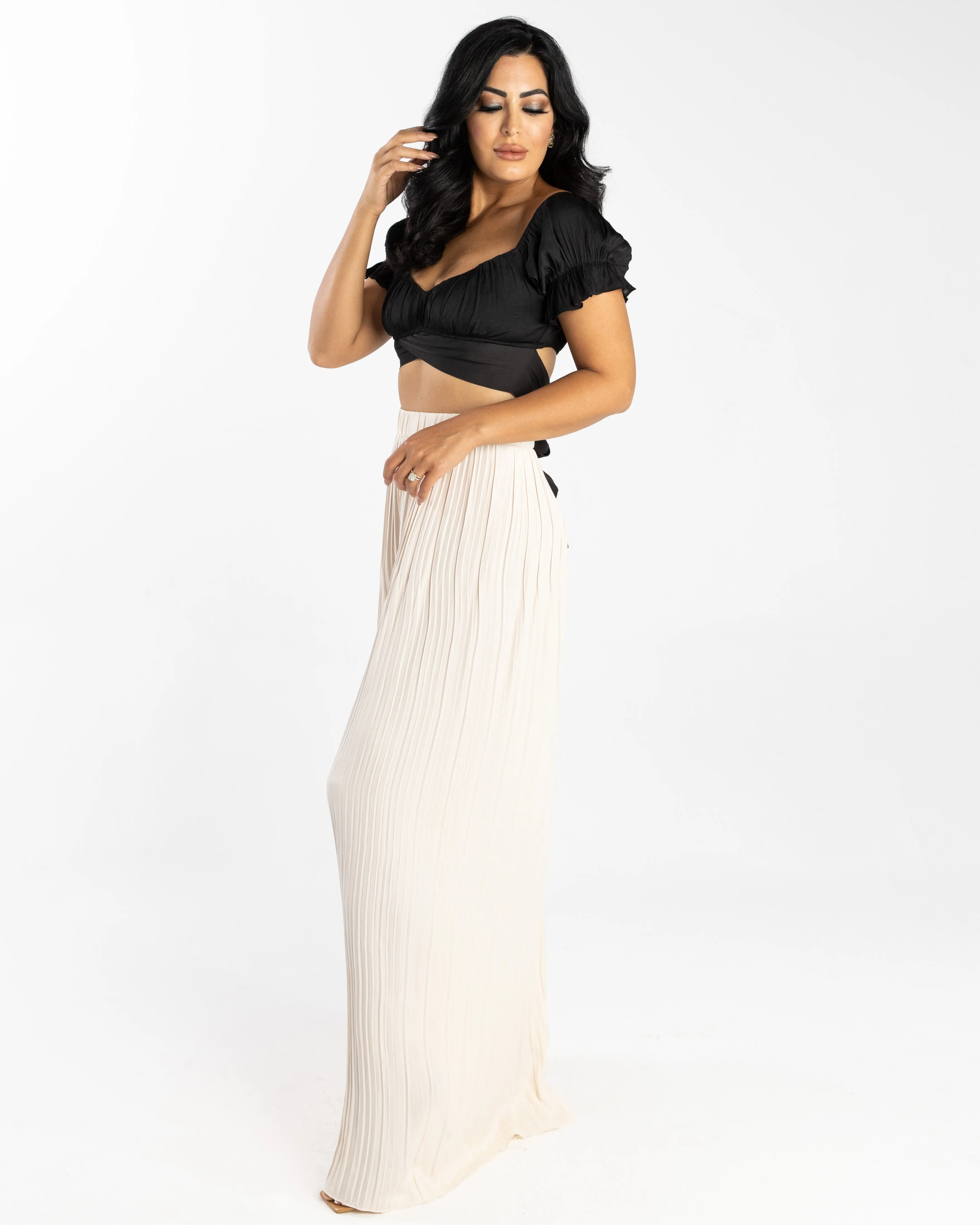 Ana Ruched Back Tie Crop Top