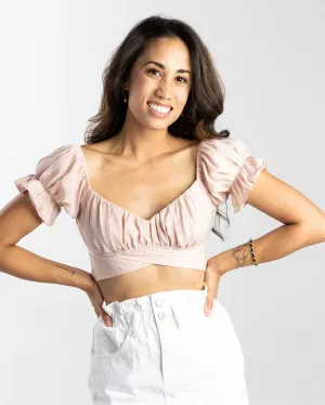 Ana Ruched Back Tie Crop Top