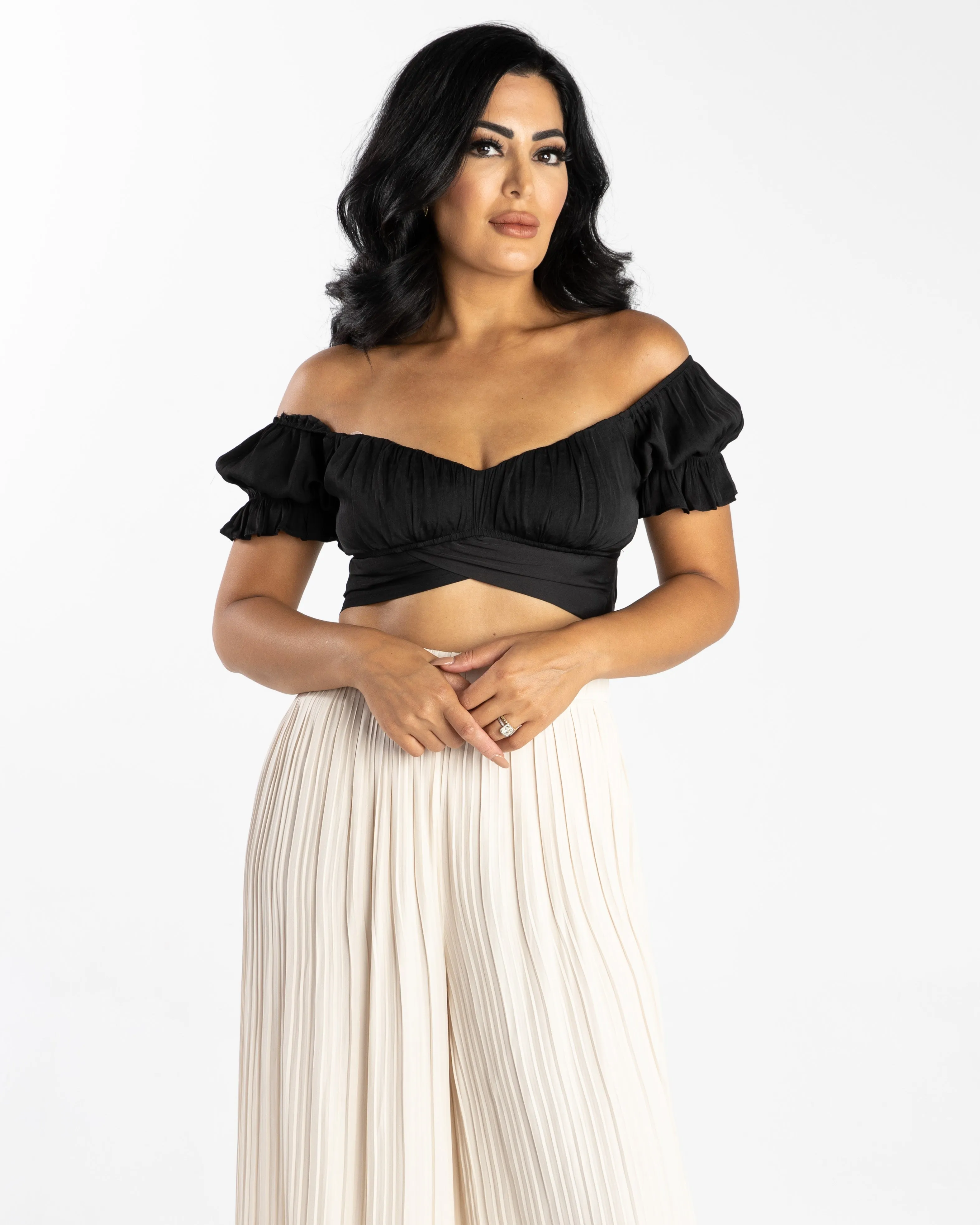 Ana Ruched Back Tie Crop Top