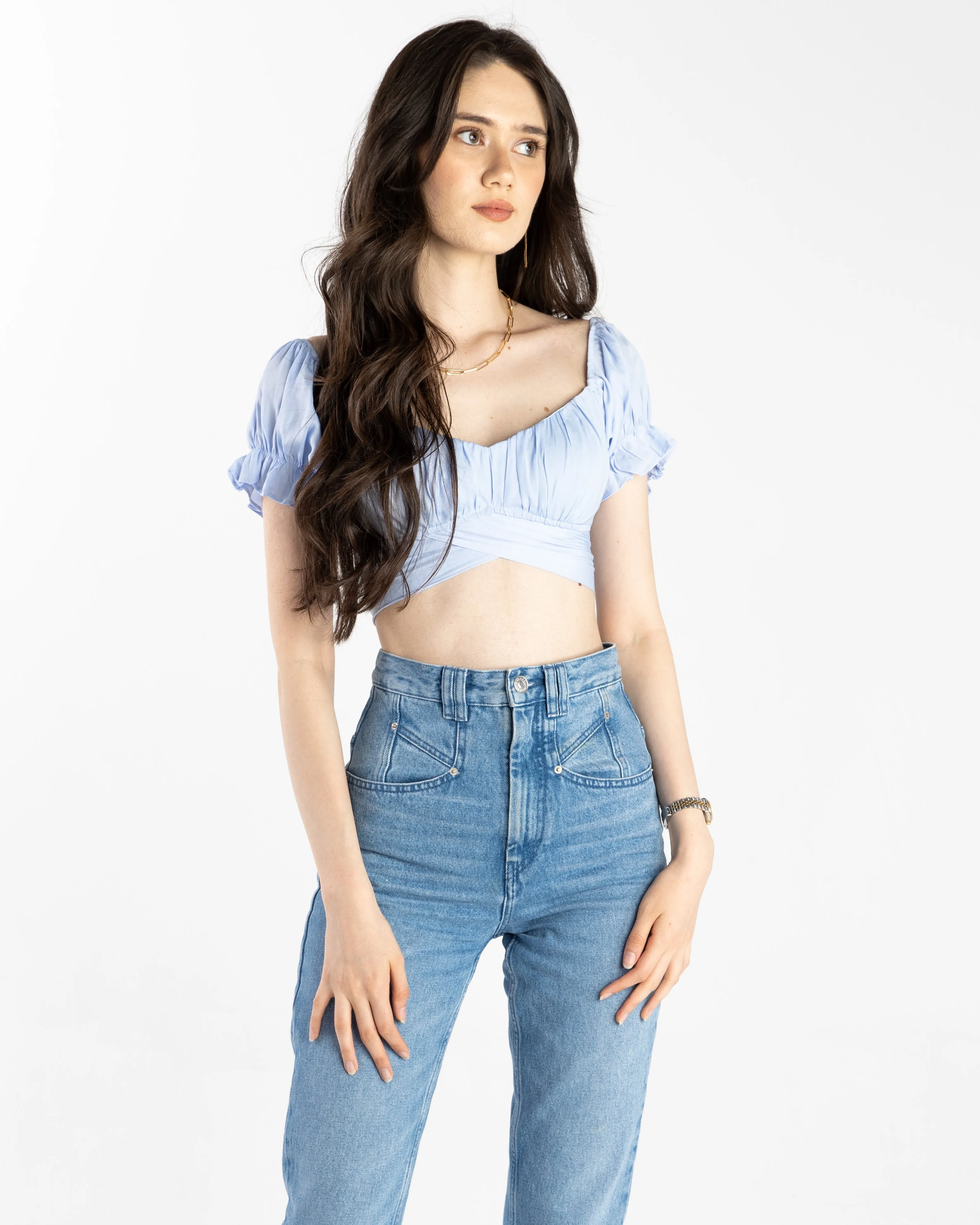 Ana Ruched Back Tie Crop Top