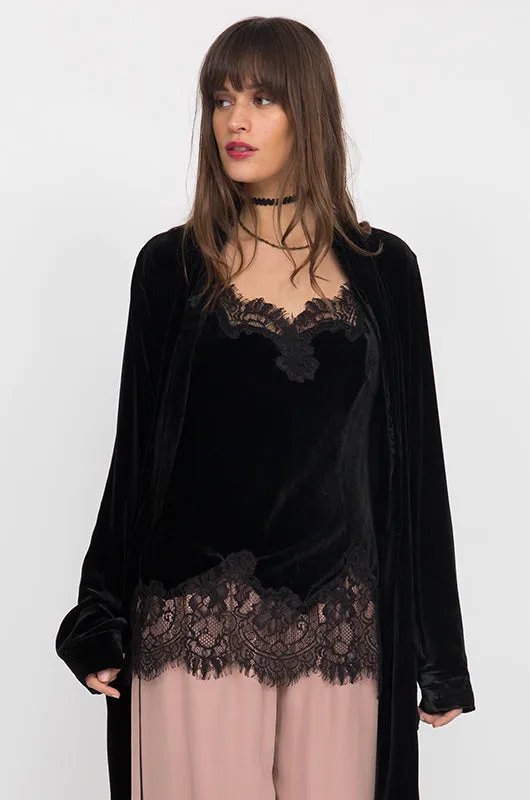 Anastasia Lace Trim Velvet Cami