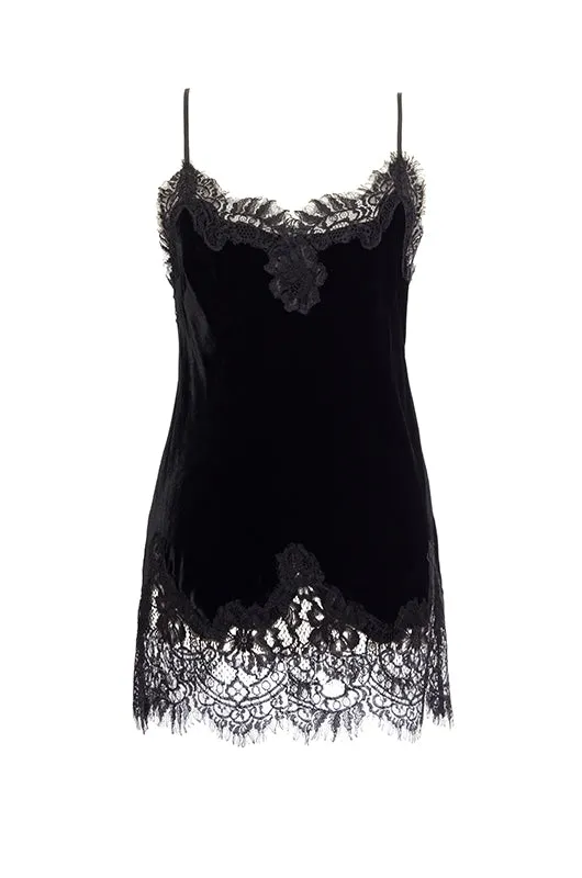 Anastasia Lace Trim Velvet Cami