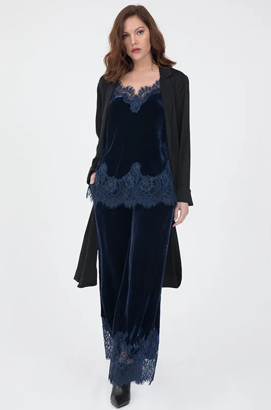 Anastasia Lace Trim Velvet Cami