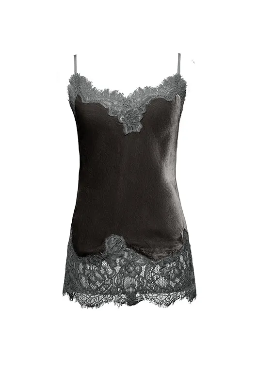 Anastasia Lace Trim Velvet Cami