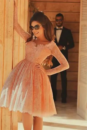 Anneprom A line Short Prom Dress Juniors Homecoming Dress With Lace APP0561