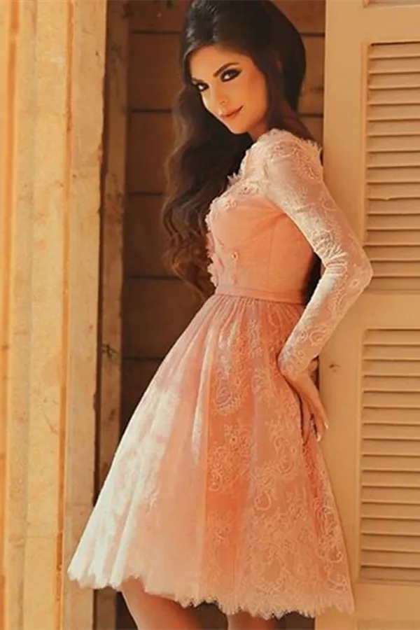 Anneprom A line Short Prom Dress Juniors Homecoming Dress With Lace APP0561