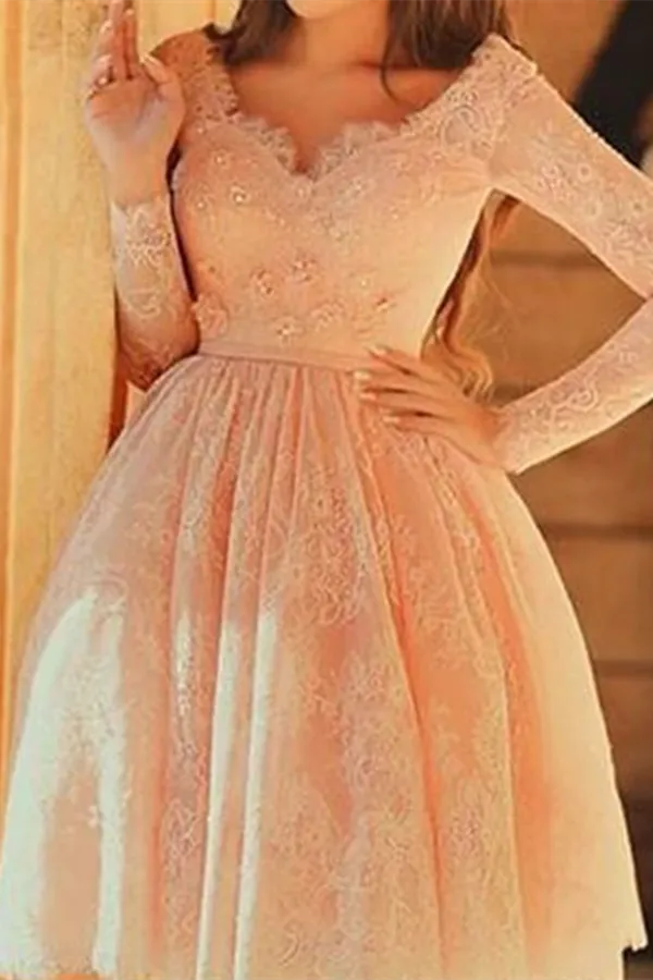 Anneprom A line Short Prom Dress Juniors Homecoming Dress With Lace APP0561