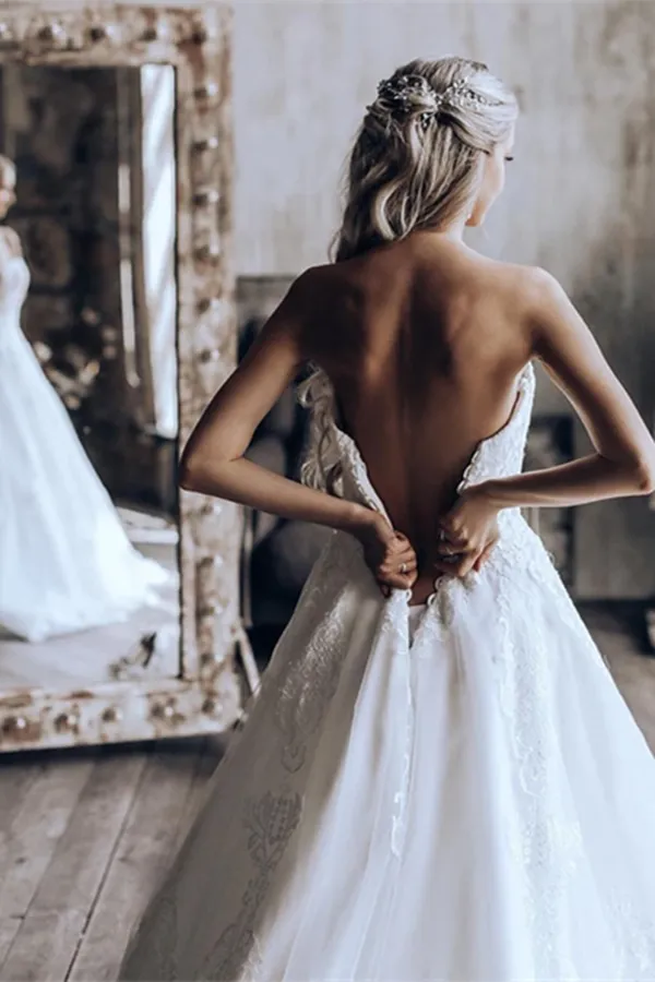 Anneprom Beautiful Online Exquisite Sweetheart A line Bridal Dresses Appliqued Gowns for Sale APW0349
