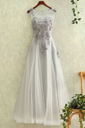 Anneprom Elegant Tulle Lace Applique Long Prom Dresses Evening Dreses APP0164