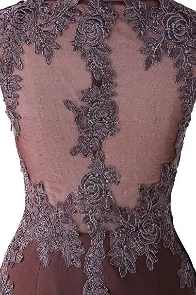 Anneprom Mermaid Prom Dress Lace Appliques Sheer Back Bridesmaid Dress APB0059
