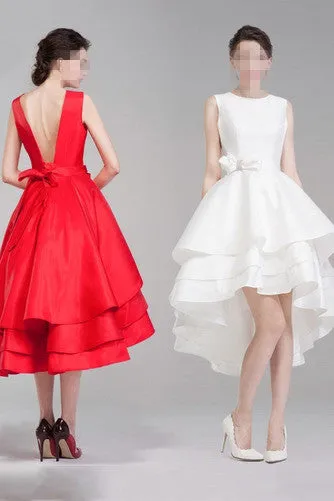 Anneprom Satin Beach Romantic Tiered Natural Slim Wedding Dress APW0133
