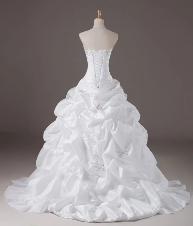 Anneprom Strapless Ruched Ball Gown Wedding Dress APW0277