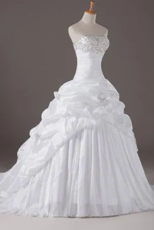 Anneprom Strapless Ruched Ball Gown Wedding Dress APW0277