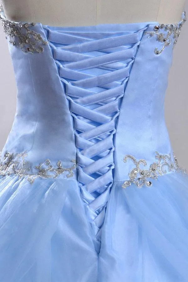 Anneprom Sweetheart Sleeveless Light Blue Beading Wedding Dress With Beading APW0144