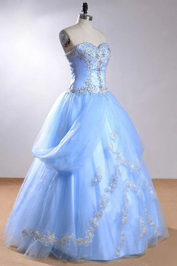 Anneprom Sweetheart Sleeveless Light Blue Beading Wedding Dress With Beading APW0144
