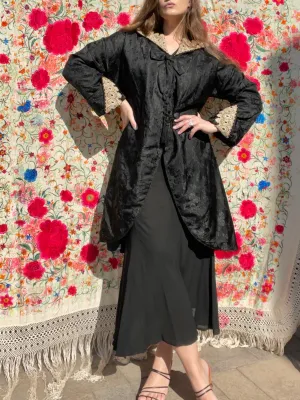 Antique 1920s Satin Damask Lace Bow & Tassel Jacket