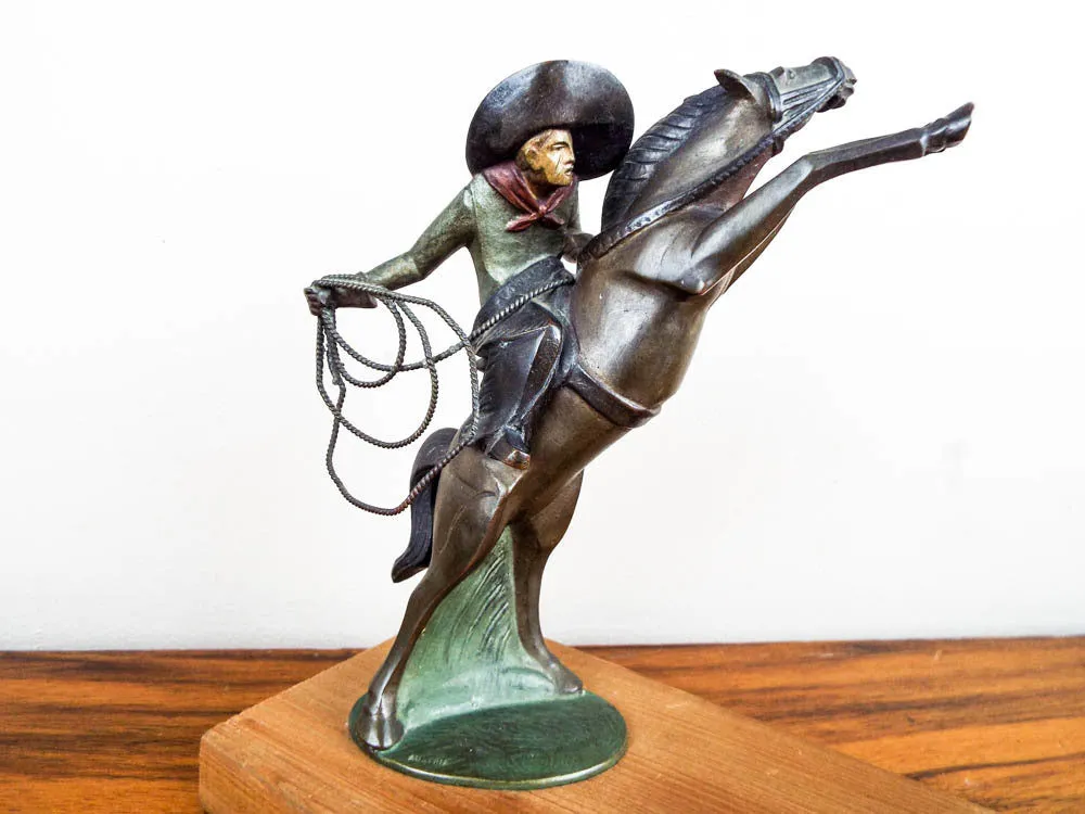 Antique Austrian Bronze Cowboy Figurine ~ 6"