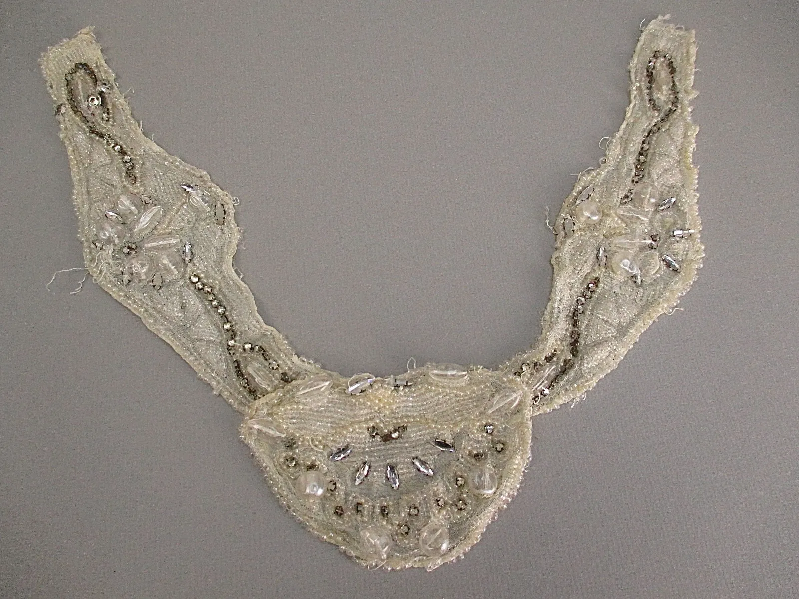 Antique lace Victorian era Beaded applique silk