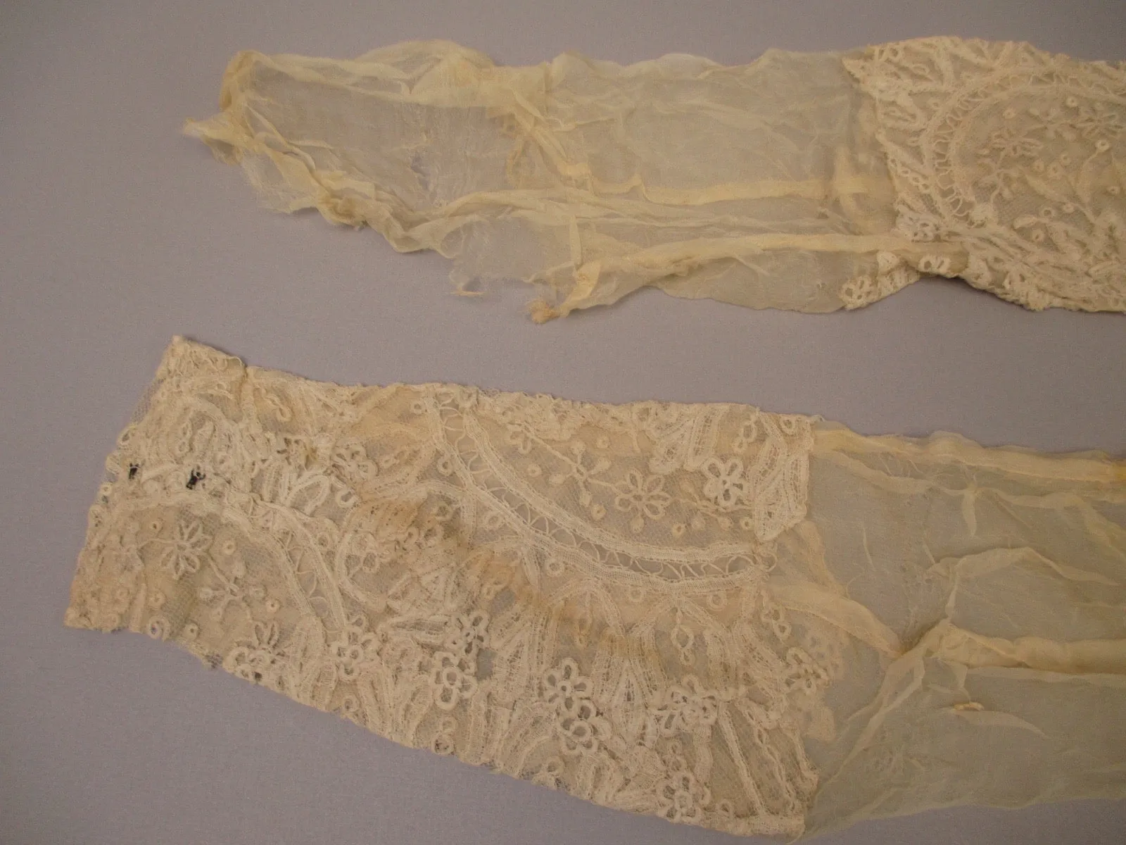 Antique Victorian handmade Tape lace Sleeves Pair