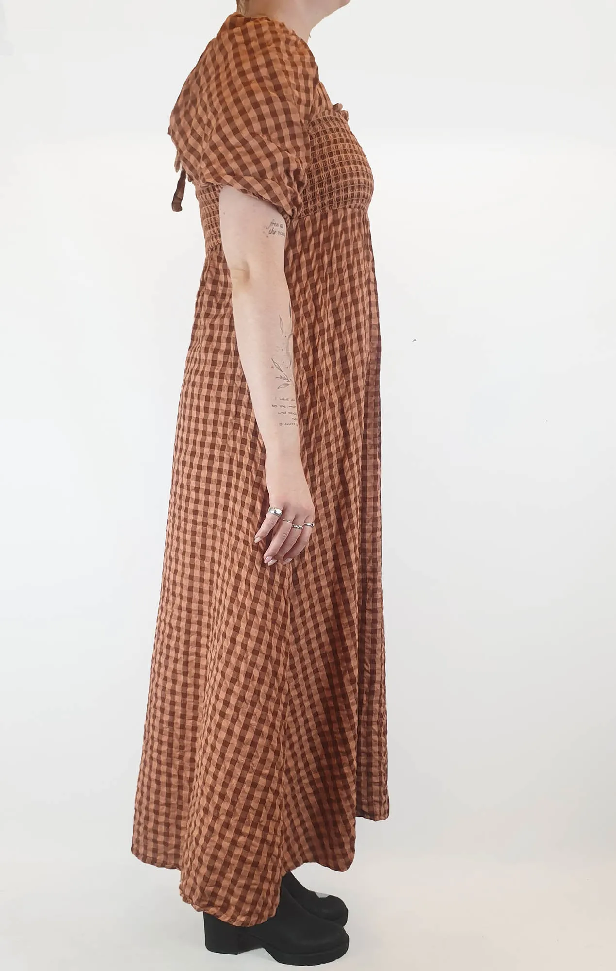 Asos 100% cotton pink and red gingham maxi dress size 12