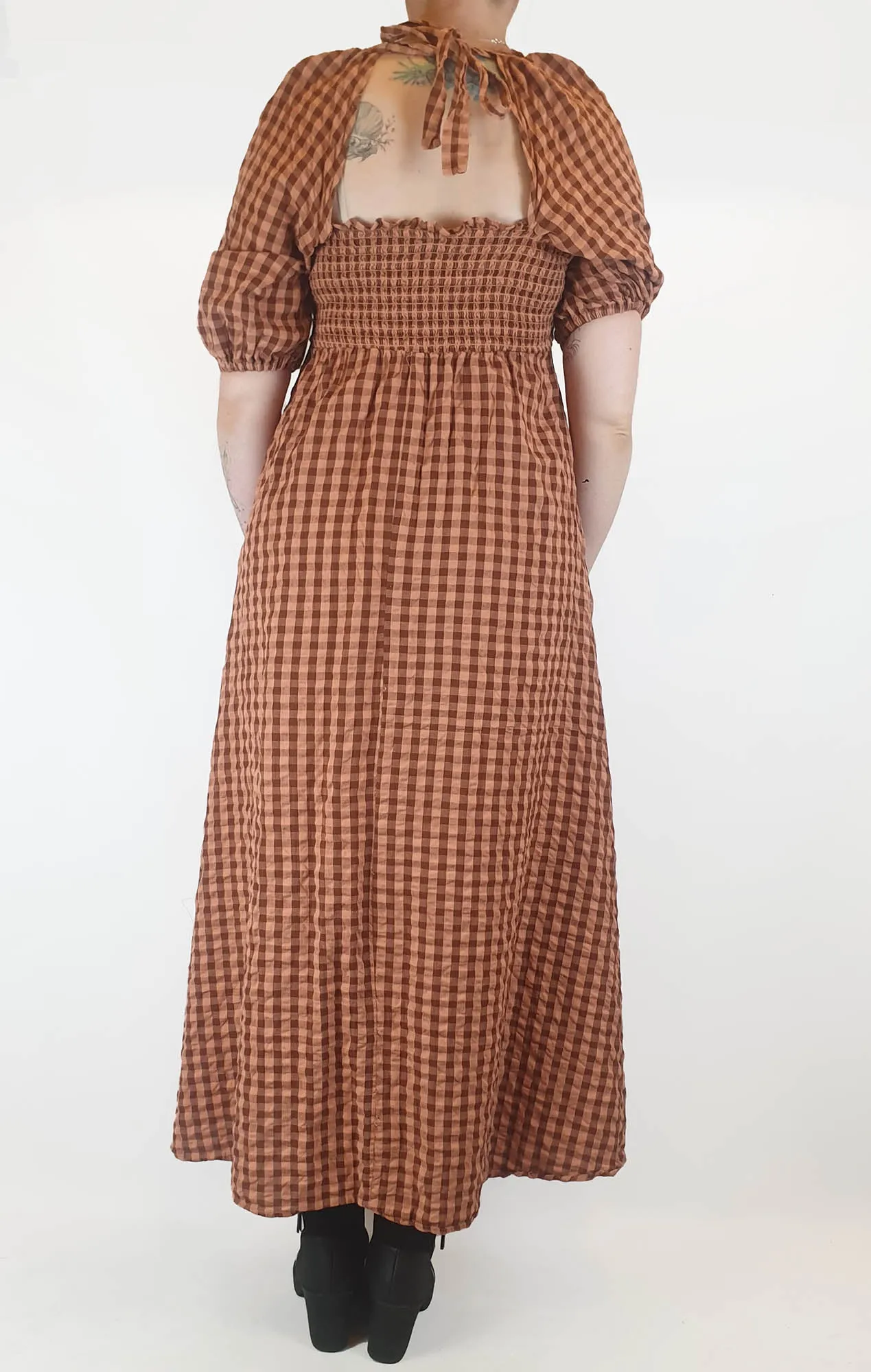 Asos 100% cotton pink and red gingham maxi dress size 12