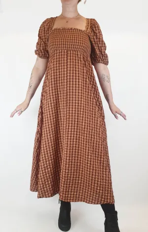 Asos 100% cotton pink and red gingham maxi dress size 12