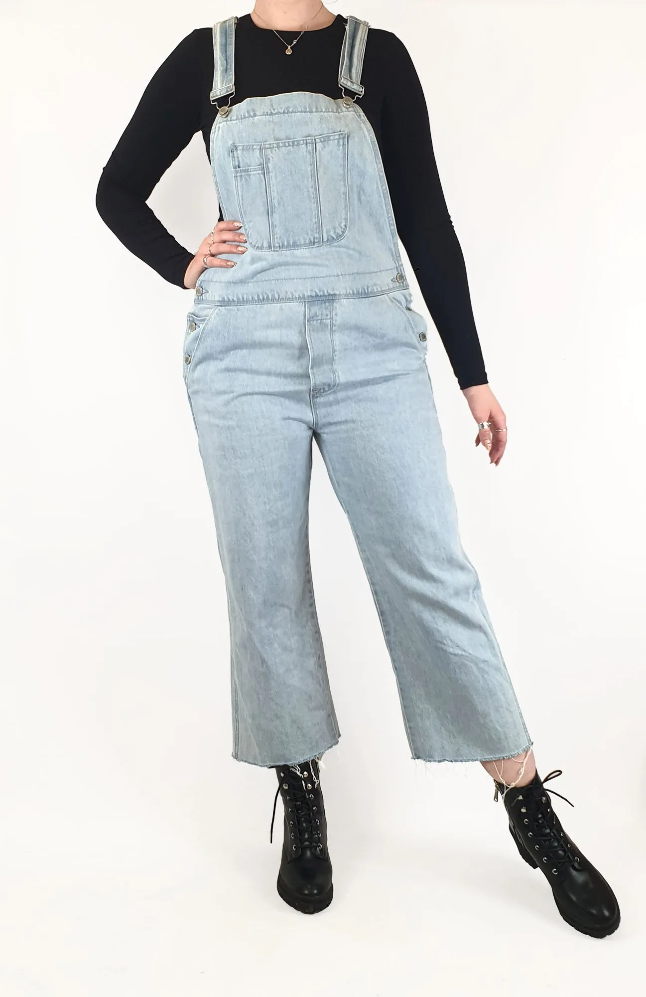 Assembly Label light denim straight leg overalls size 12