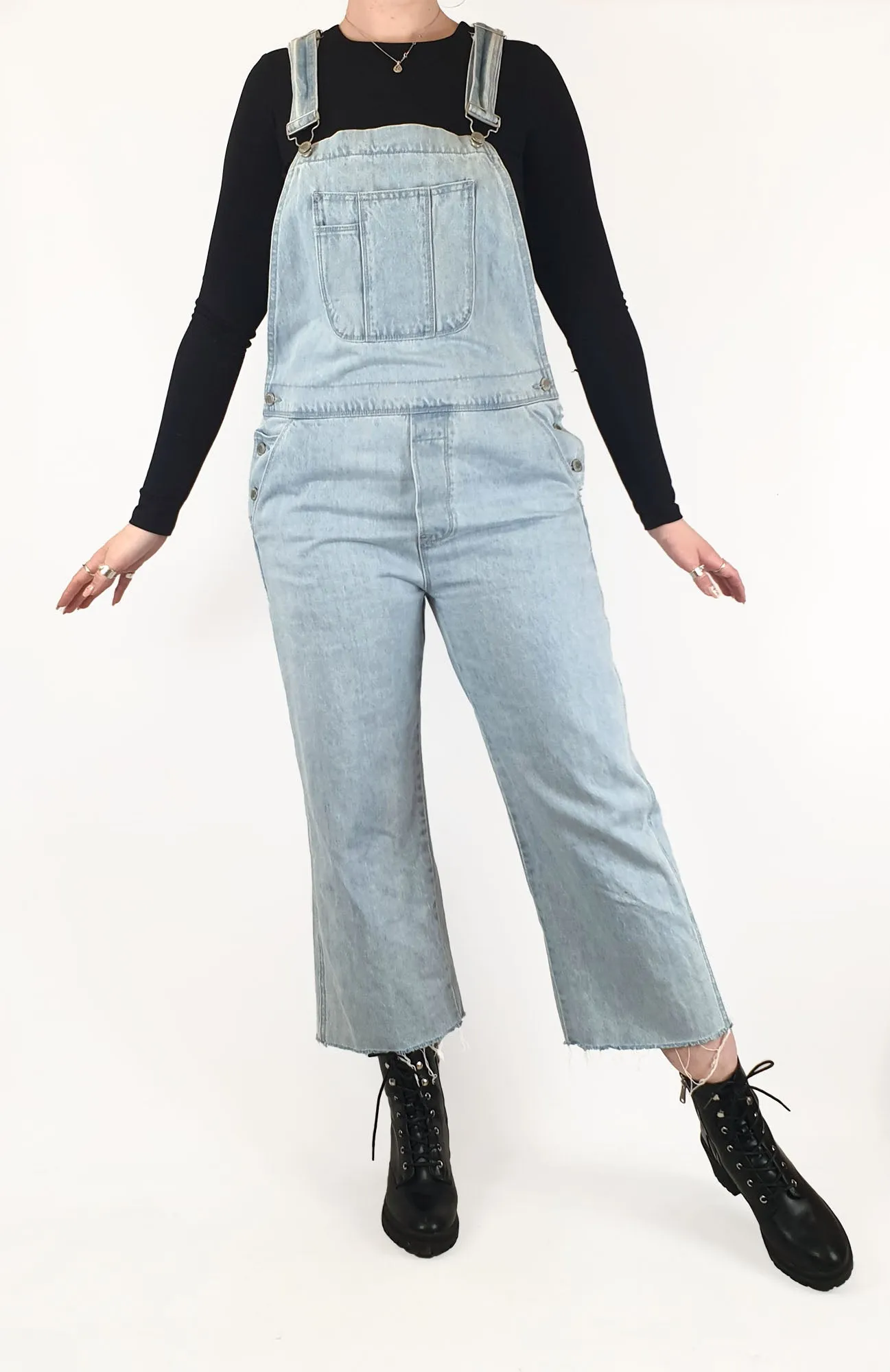 Assembly Label light denim straight leg overalls size 12