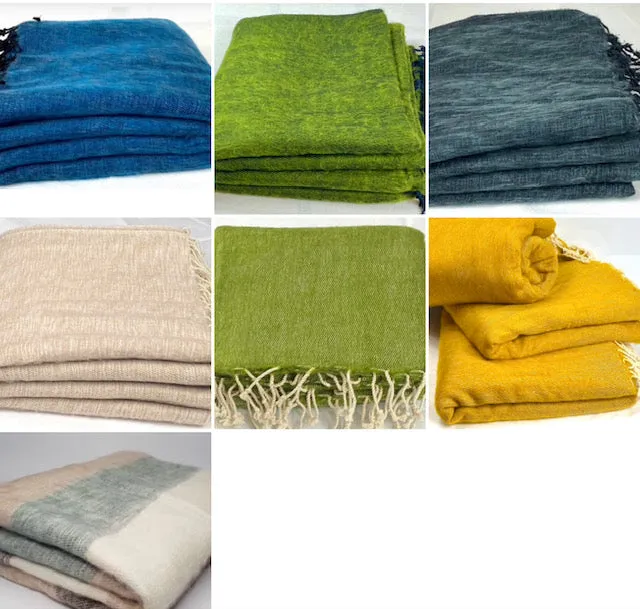 ASSORTED COLORS WOOL BLEND SHAWL 80x195CM