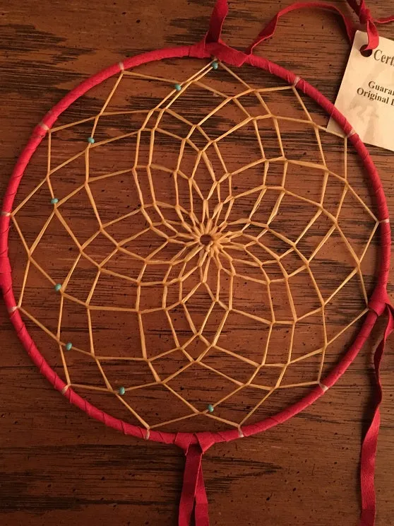 Authentic Navajo Dream Catcher 8 Inch Orange Wrap