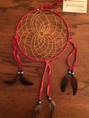 Authentic Navajo Dream Catcher 8 Inch Orange Wrap