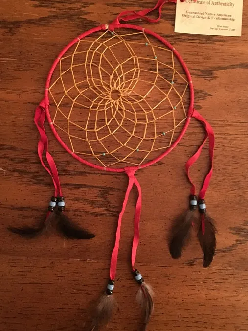 Authentic Navajo Dream Catcher 8 Inch Orange Wrap