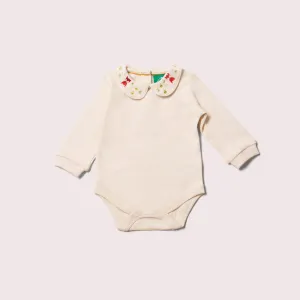 Autumn Fox Embroidered Organic Baby Bodysuit