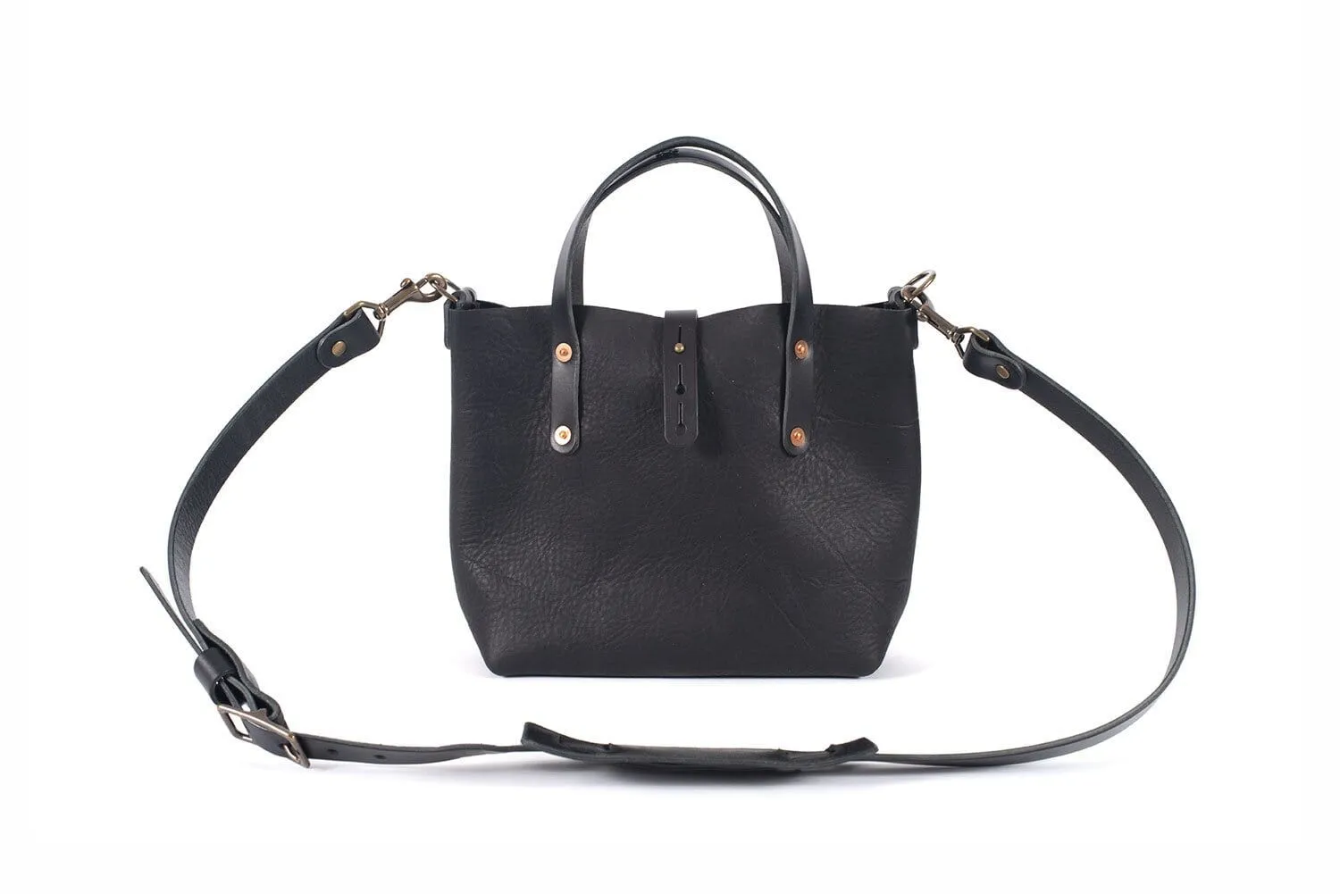 AVERY LEATHER TOTE BAG - MINI CROSSBODY - BLACK