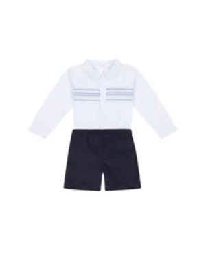 AW24 Deolinda - Blue Smocked Short and Shirt Set