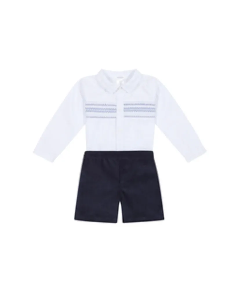 AW24 Deolinda - Blue Smocked Short and Shirt Set