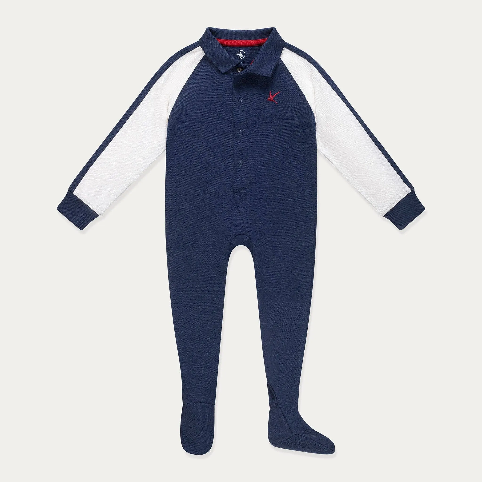 Baby Boy Cotton Polo Footed Pajamas
