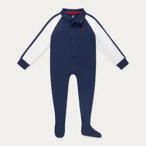 Baby Boy Cotton Polo Footed Pajamas