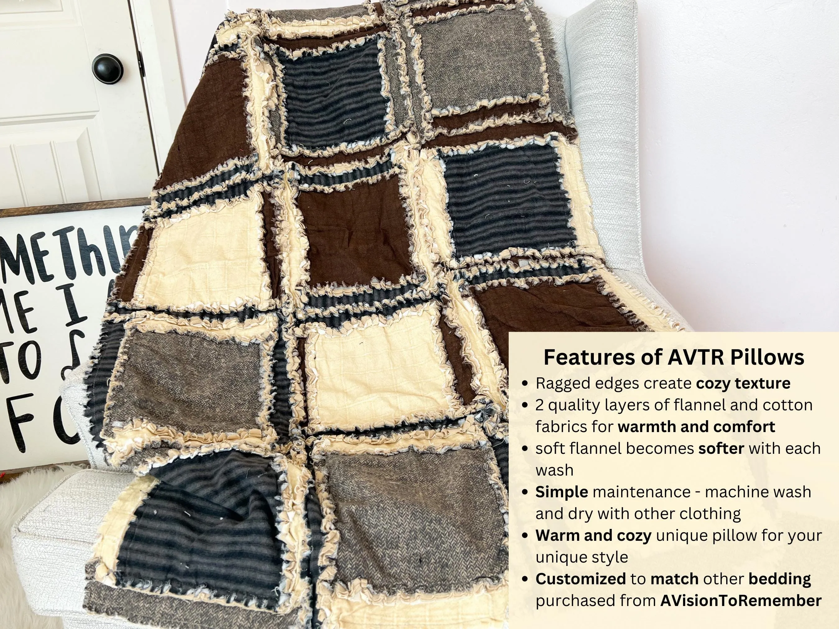 Baby Boy Rag Quilt, Handmade Quilts for Sale, Soft Flannel Boys Bedding, Tan and Neutral Baby Quilt, Heirloom-Quality Baby Bedding