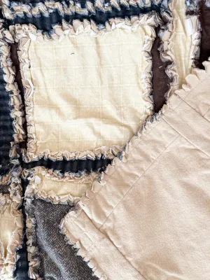 Baby Boy Rag Quilt, Handmade Quilts for Sale, Soft Flannel Boys Bedding, Tan and Neutral Baby Quilt, Heirloom-Quality Baby Bedding
