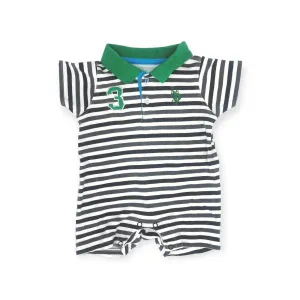 BABY BOY SIZE 3/6 MONTHS - U.S. POLO ASSN., Striped Summer Romper EUC B32