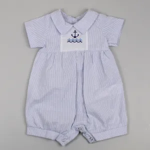 Baby Boys Pin Striped Blue Sailor Romper