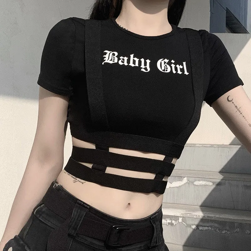 Baby Girl Letter Print Hollow T-Shirt ER5725