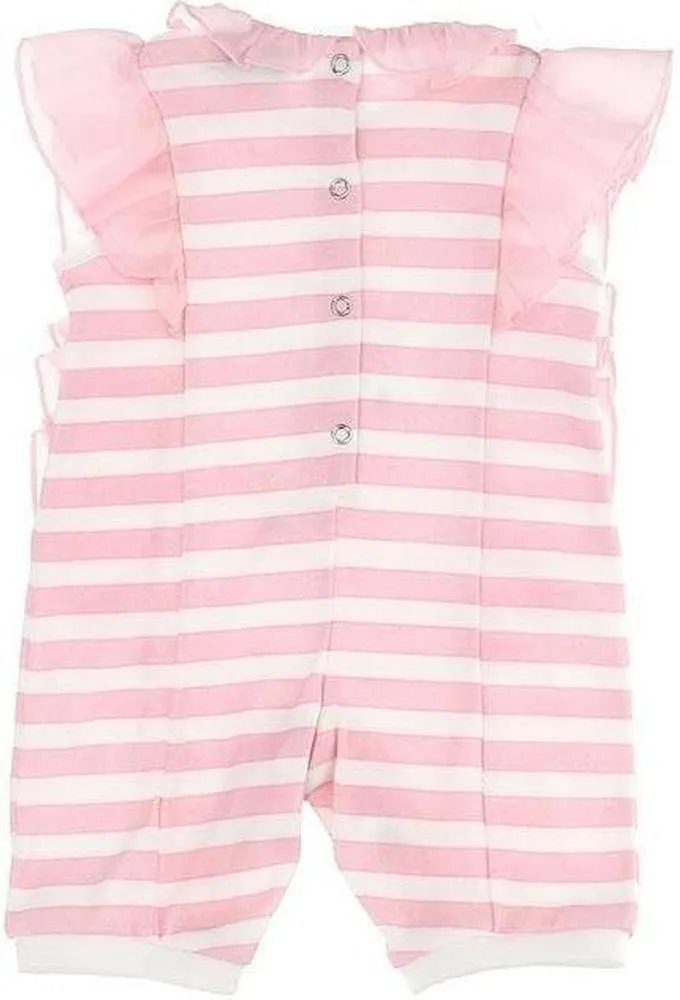 Baby Girls Cream & Pink Striped Romper