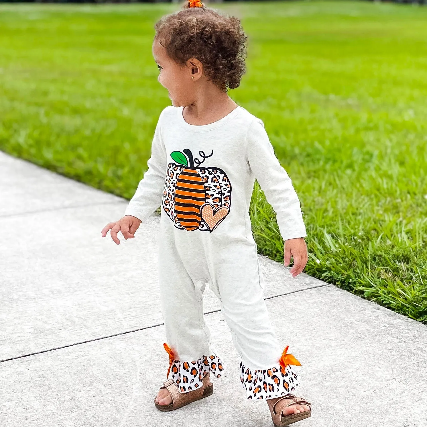Baby Girls Thanksgiving Autumn Orange Pumpkin Romper