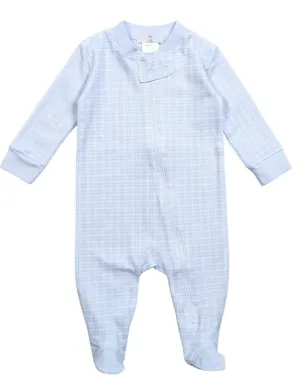 Baby Loren Blue Plaid Pima Zipper Footie