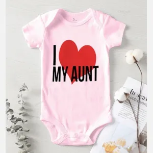 Baby Romper Love Aunt Pink