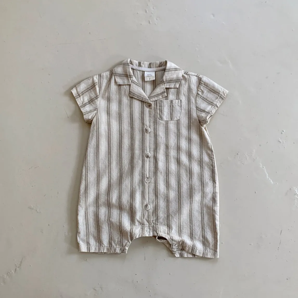 Baby Summer Striped Suit Romper - Beige